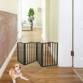 Pet Gate – Dog Gate for Doorways;  Stairs or House – Freestanding;  Folding ;  Dark Brown; Arc Wooden