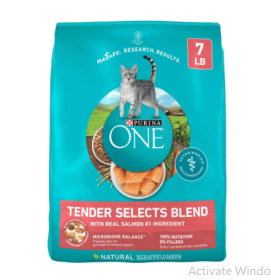 Purina ONE Tender Select Blends Dry Cat Food, Salmon, 7 lb Bag