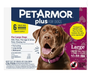 PETARMOR Plus for Large Dogs 45-88 lbs, Flea & Tick Prevention for Dogs, 6-Month Supply