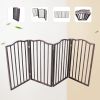 Pet Gate – Dog Gate for Doorways;  Stairs or House – Freestanding;  Folding ;  Dark Brown; Arc Wooden