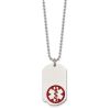 Chisel Stainless Steel Polished with Red Enamel Medical ID Dog Tag on a 22 inch Ball Chain Necklace