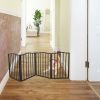 Pet Gate – Dog Gate for Doorways;  Stairs or House – Freestanding;  Folding ;  Dark Brown; Arc Wooden