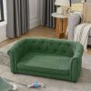 Pet sofa with arc-shaped backrest and armrests, contemporary rectangular pet sofa crafted from breathable linen cozy soft cushion dog sofa --GREEN