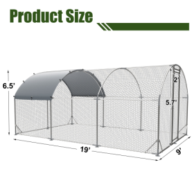 Large Metal Chicken Coop Upgrade Three Support Steel Wire Impregnated Plastic Net Cage, Oxford Cloth Silver Plated Waterproof UV Protection, Duck (Color: Silver)