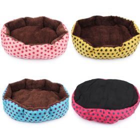 Pet Bed Warm Winter Bed Dog Cat Bed Soft Wool Point Design Pet Nest With Removable Mats Octagonal Shape Kennel Cat Dog Sofa Bed (Color: Blue, size: 37x32x10)