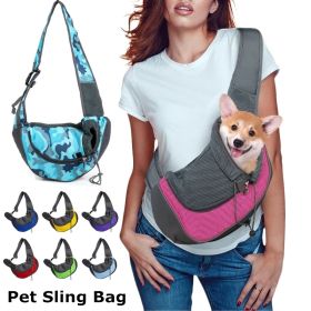Pet Puppy Carrier S/L Outdoor Travel Dog Shoulder Bag Mesh Oxford Single Comfort Sling Handbag Tote Pouch (Color: Dark blue, size: S)