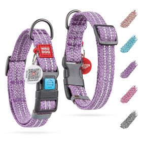 Reflective Cotton Dog Collar Eco Friendly Alt to Nylon Collar for Small Medium and Large Dogs Adjustable Male Female Dog Collar 14-23 inch Neck x (Brand: Waudog)